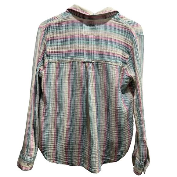 Rails Ellis Iris Gauze Long Sleeve Blouse Stripes Summer Medium - Picture 5 of 12